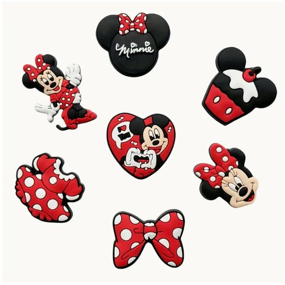DISNEY MICKEY & MINNIE MOUSE SHOE CHARMS FOR CROCS-SET OF 7-NEW! - Picture 1 of 2